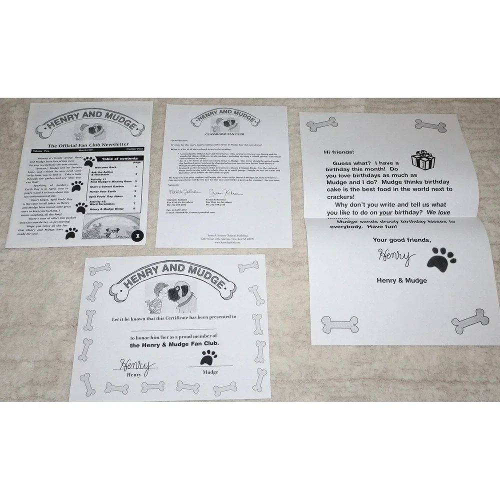 Henry and Mudge Classroom Fan Club Newsletter Activity Lot Vintage